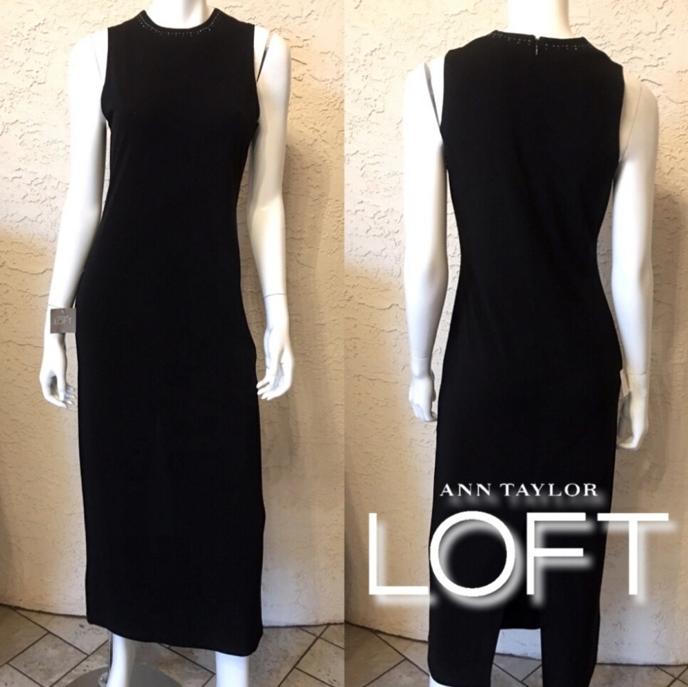 ANN TAYLOR LOFT NWT Black Sleeveless Knit Maxi Dress size 4